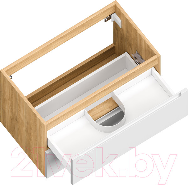 Изображение товара Тумба под умывальник ЗОВ Дион 90 / D90LHO0M9003MKV5 (белый матовый/дуб)