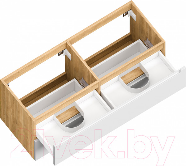 Изображение товара Тумба под умывальник ЗОВ Дион 120 / D120LHO0M9003MKV5 (белый матовый/дуб)