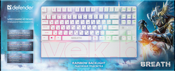 Изображение товара Клавиатура Defender Breath GK-184 / 45184 (белый/радужный)