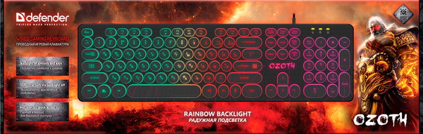 Изображение товара Клавиатура Defender Ozoth GK-106 / 45106 (черный/радужный)