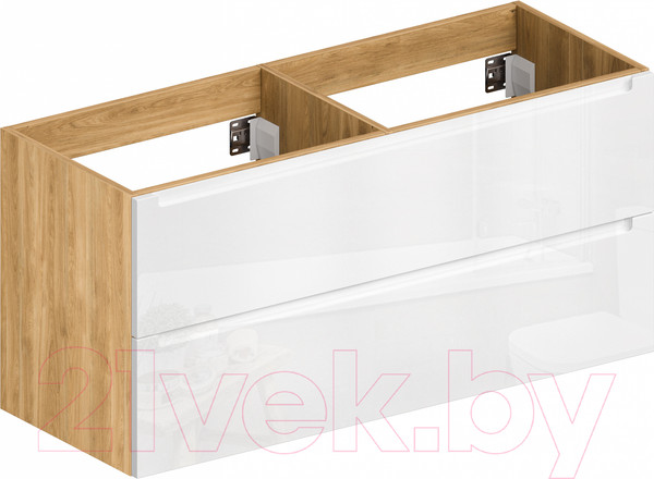 Изображение товара Тумба под умывальник ЗОВ Дион 120 / D120LHO0M9003GKV5 (белый глянцевый/дуб)