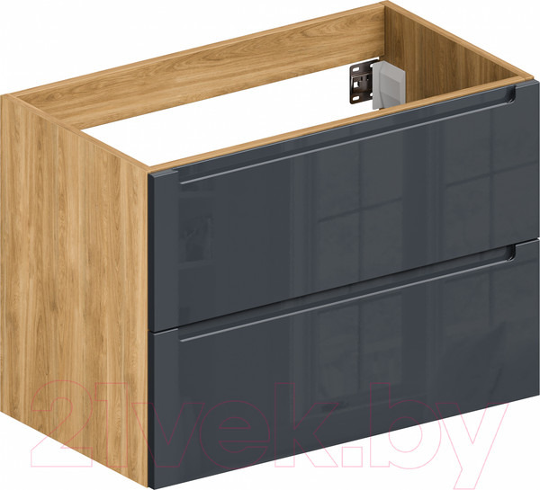 Изображение товара Тумба под умывальник ЗОВ Дион 70 / D70LHO0M7015GKV5 (графит глянцевый/дуб)