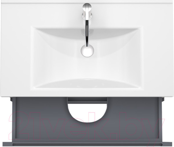 Изображение товара Тумба под умывальник ЗОВ Дион 80 / D80LHO0M7015GKV5 (графит глянцевый/дуб)