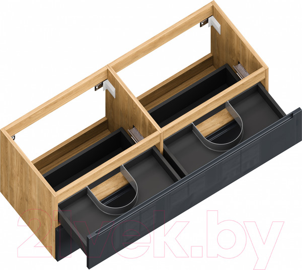 Изображение товара Тумба под умывальник ЗОВ Дион 120 / D120LHO0M7015GKV5 (графит глянцевый/дуб)