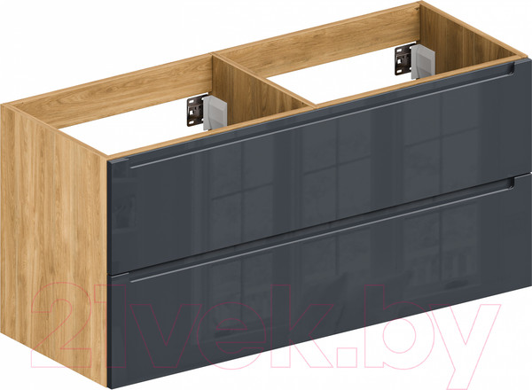 Изображение товара Тумба под умывальник ЗОВ Дион 120 / D120LHO0M7015GKV5 (графит глянцевый/дуб)