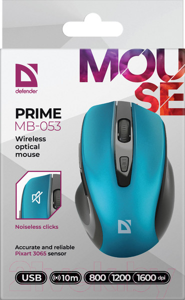 Изображение товара Мышь Defender Prime MB-053 / 52054 (бирюзовый)