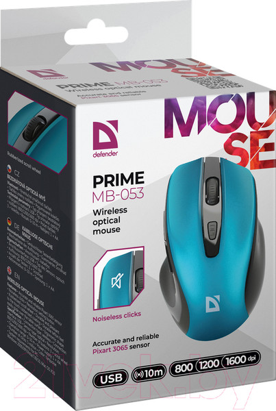 Изображение товара Мышь Defender Prime MB-053 / 52054 (бирюзовый)