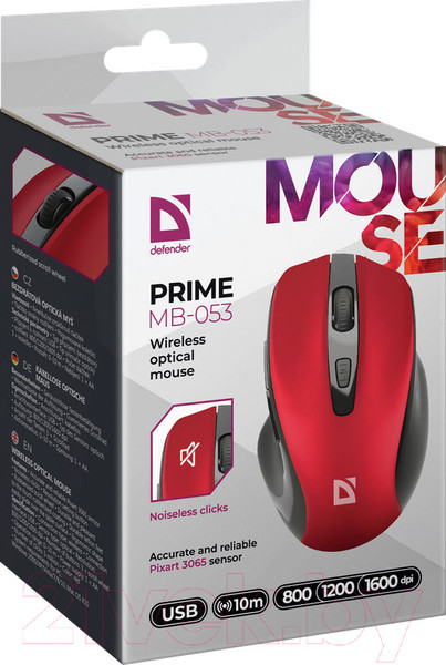 Изображение товара Мышь Defender Prime MB-053 / 52052 (красный)