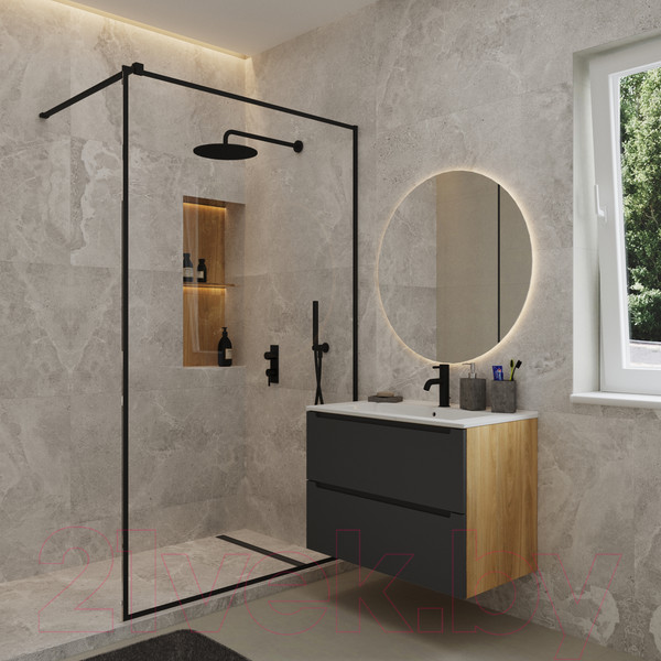 Изображение товара Тумба под умывальник ЗОВ Дион 70 / D70LHO0M7015МKV5 (графит матовый/дуб)