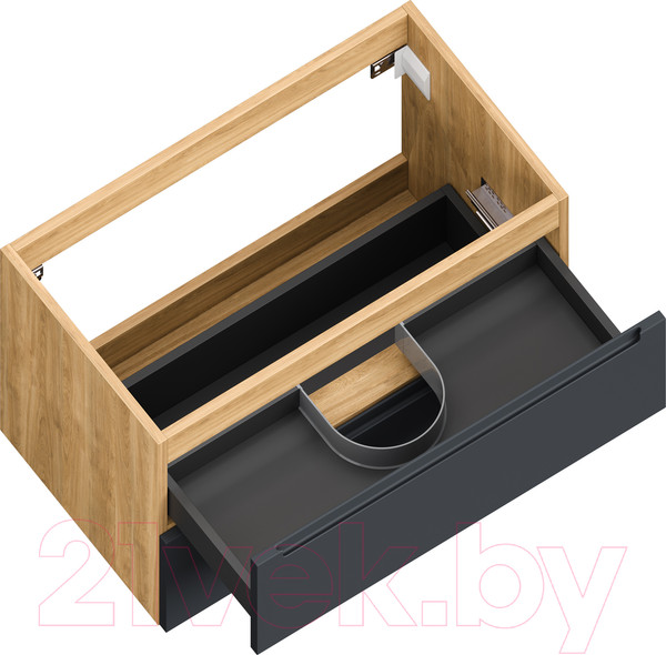 Изображение товара Тумба под умывальник ЗОВ Дион 80 / D80LHO0M7015МKV5 (графит матовый/дуб)