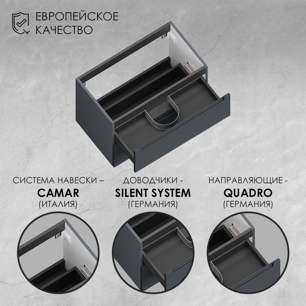 Изображение товара Тумба под умывальник ЗОВ Дион 80 / D80LAFM7015MKV5 (графит матовый)