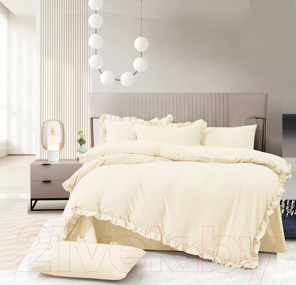 Изображение товара Комплект постельного белья Arya Natural Stone Washed Valensiya / 8680943227584 (экрю)