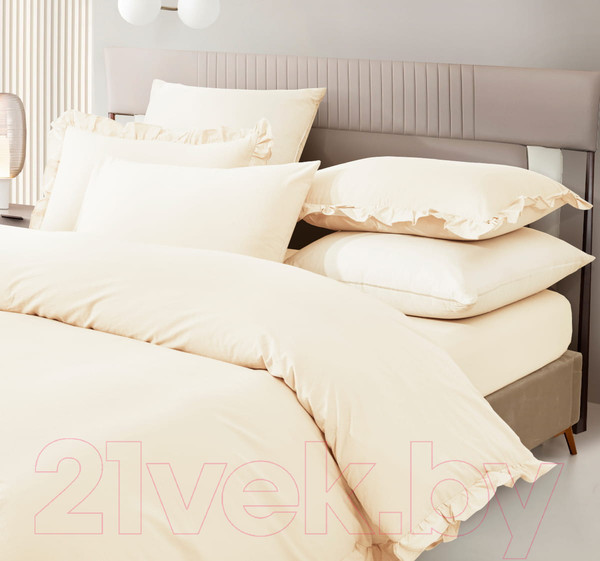 Изображение товара Комплект постельного белья Arya Natural Stone Washed Valensiya / 8680943227584 (экрю)