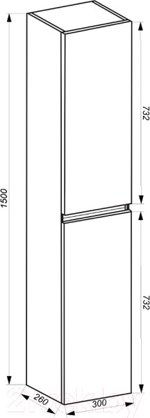 Изображение товара Шкаф-пенал для ванной ЗОВ Лира 150 / LP150MW0MWGVG (белый глянец)