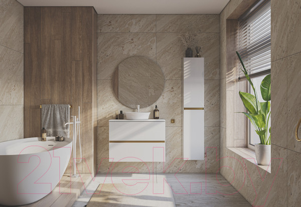 Изображение товара Шкаф-пенал для ванной ЗОВ Лира 150 / LP150MW0MWGVG (белый глянец)