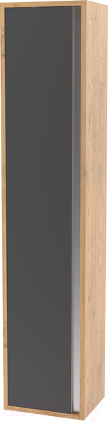 Изображение товара Шкаф-пенал для ванной ЗОВ Парма 150 / PP150LHO0MBPMC1A (дуб/черный)