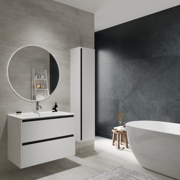 Изображение товара Шкаф-пенал для ванной ЗОВ Парма 150 / PP150LWP0MWMC1B (белый матовый)