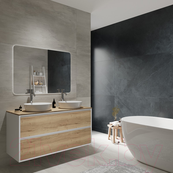 Изображение товара Тумба под умывальник ЗОВ Парма 120 / P120LWP0MHMC1A (белый/галифакс)