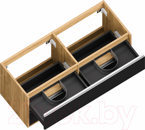 Изображение товара Тумба под умывальник ЗОВ Парма 120 / P120LHO0MBPMC1A (дуб/черный)