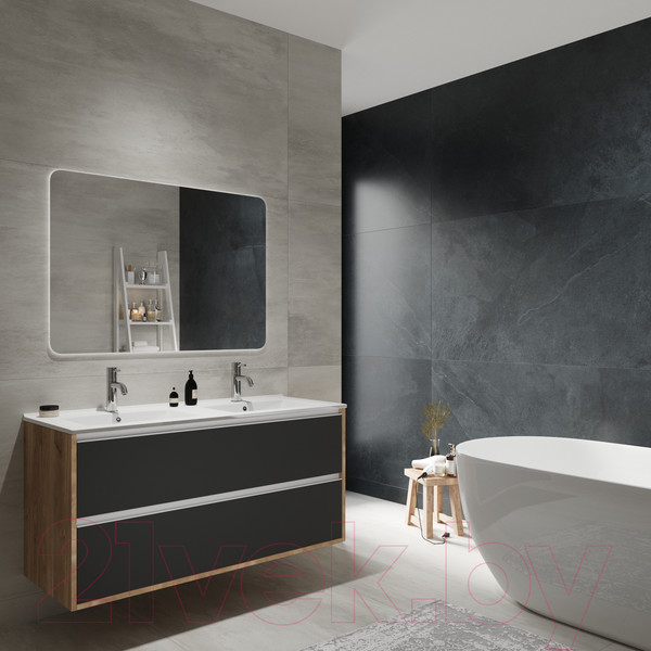 Изображение товара Тумба под умывальник ЗОВ Парма 120 / P120LHO0MBPMC1A (дуб/черный)