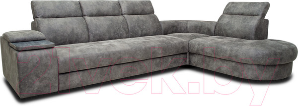 Изображение товара Диван угловой Петрамебель Браво комфорт правый с беспроводной зарядкой (темно-серый искусственная замша Кальвадос 790)