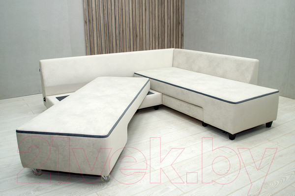 Изображение товара Диван угловой Петрамебель Оскар правый (светло-серый эльза 12/темно-серый велюр сакура 12)