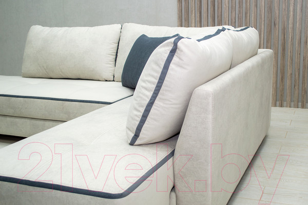 Изображение товара Диван угловой Петрамебель Оскар правый (светло-серый эльза 12/темно-серый велюр сакура 12)