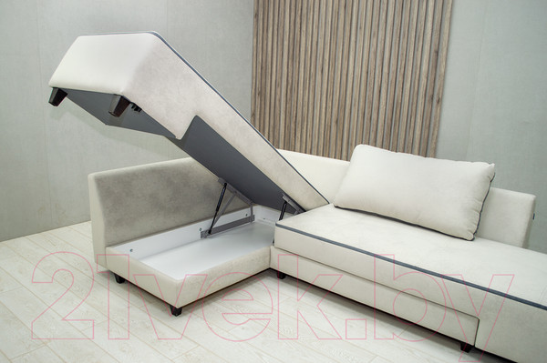 Изображение товара Диван угловой Петрамебель Оскар левый (светло-серый эльза 12/темно-серый велюр сакура 12)