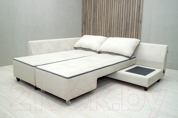 Изображение товара Диван угловой Петрамебель Оскар левый (светло-серый эльза 12/темно-серый велюр сакура 12)