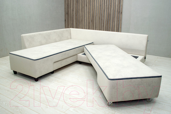 Изображение товара Диван угловой Петрамебель Оскар левый (светло-серый эльза 12/темно-серый велюр сакура 12)