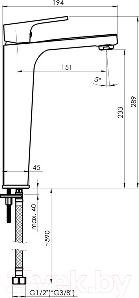 Изображение товара Смеситель Rubineta Modena-18/D (BK/RG) / MDD00638