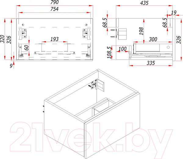 Изображение товара Тумба под умывальник ЗОВ Кито-2 80 / 2K80LA0MWM (аттик/белый матовый)