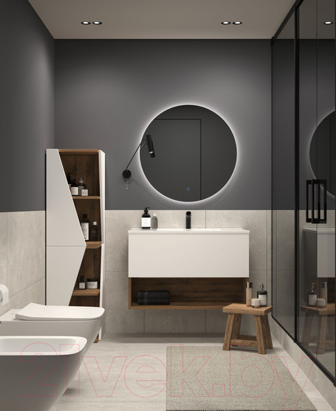 Изображение товара Тумба под умывальник ЗОВ Кито-2 80 / 2K80LA0MWM (аттик/белый матовый)