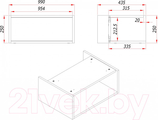Изображение товара Тумба под умывальник ЗОВ Кито-2 100 / 2K100LA0MWM (аттик/белый матовый)
