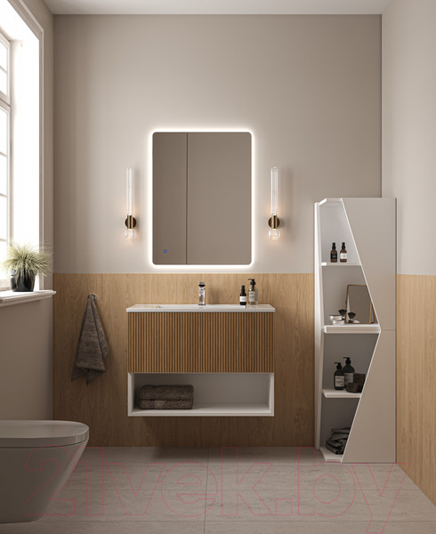 Изображение товара Тумба под умывальник ЗОВ Кито-2 60 / 2K60LW0MRM (белый/тростник)