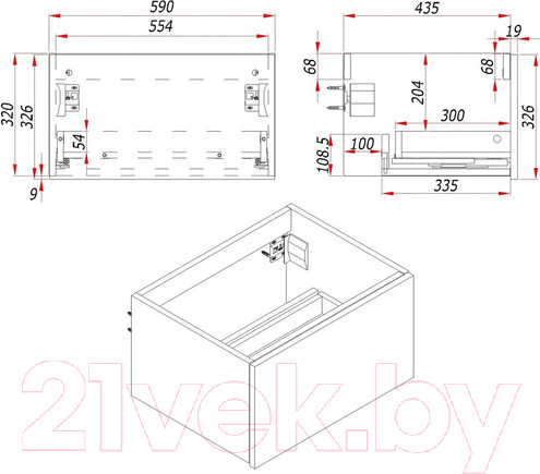 Изображение товара Тумба под умывальник ЗОВ Кито 60 / K60LW0MWMC (белый матовый)