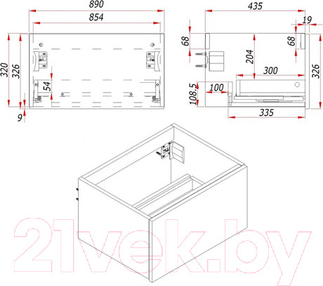 Изображение товара Тумба под умывальник ЗОВ Кито 90 / K90LA0MWMC (аттик/белый матовый)