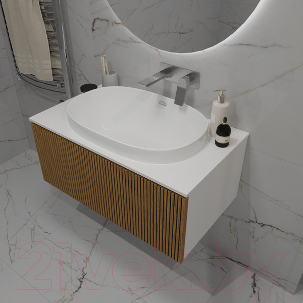 Изображение товара Тумба под умывальник ЗОВ Кито 90 / K90LW0MRMC (белый/тростник)