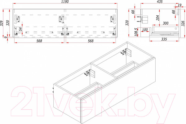 Изображение товара Тумба под умывальник ЗОВ Кито 120 / K120LW0MRMC (белый/тростник)