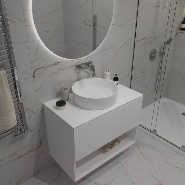 Изображение товара Тумба под умывальник ЗОВ Кито-2 80 / 2K80LW0MWMC (белый матовый)