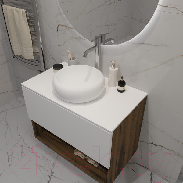 Изображение товара Тумба под умывальник ЗОВ Кито-2 100 / 2K100LA0MWMC (аттик/белый матовый)