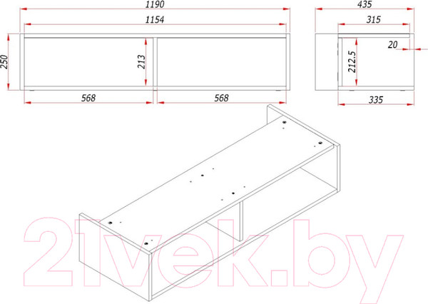 Изображение товара Тумба под умывальник ЗОВ Кито-2 120 / 2K120LA0MWMC (аттик/белый матовый)