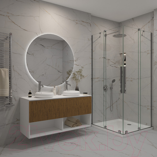 Изображение товара Тумба под умывальник ЗОВ Кито-2 120 / 2K120LW0MRMC (белый/тростник)