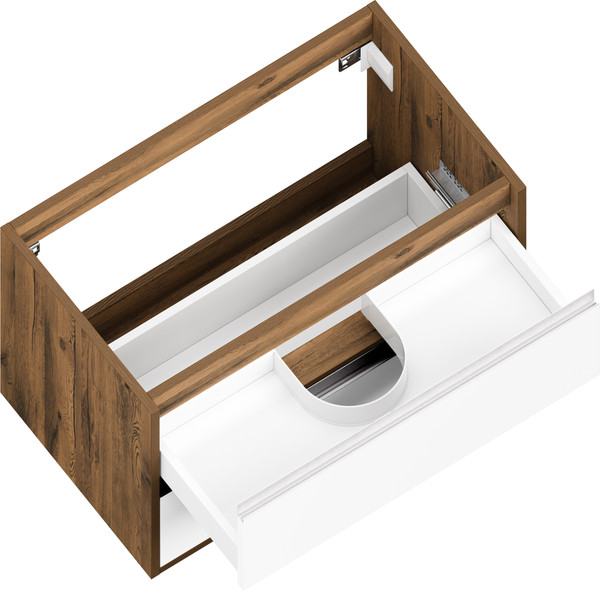 Изображение товара Тумба под умывальник ЗОВ Парма 100 / P100LA0MWMC1A (аттик/белый матовый/алюминий)