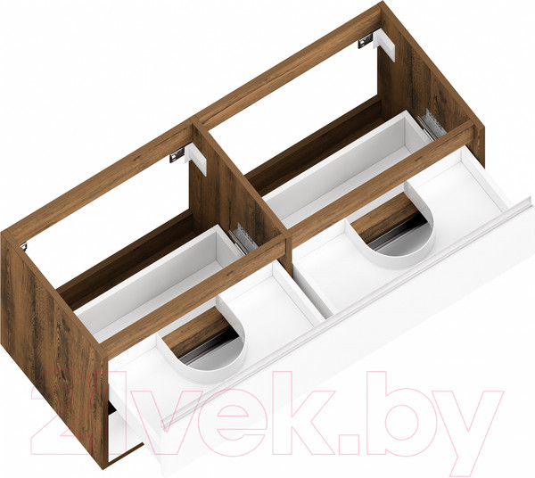 Изображение товара Тумба под умывальник ЗОВ Парма 120 / P120LA0MWMC1A (аттик/белый матовый/алюминий)