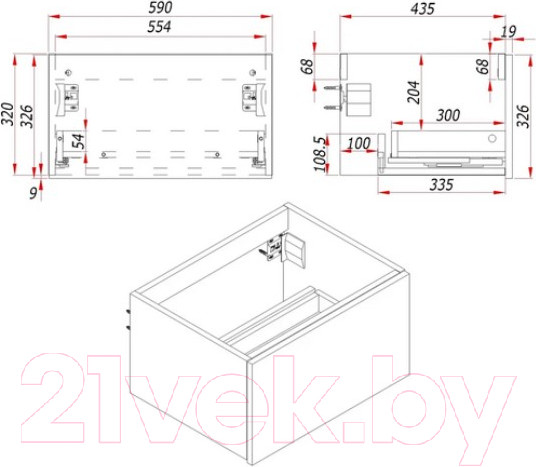 Изображение товара Тумба под умывальник ЗОВ Кито 60 / K60LW0MWM (белый матовый)