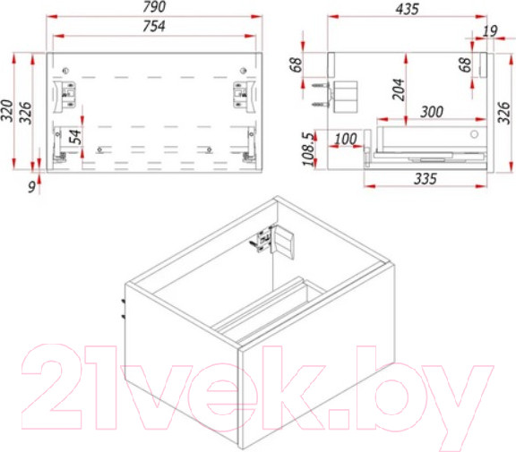 Изображение товара Тумба под умывальник ЗОВ Кито 80 / K80LW0MWM (белый матовый)