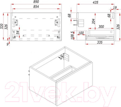 Изображение товара Тумба под умывальник ЗОВ Кито 90 / K90LW0MWM (белый матовый)