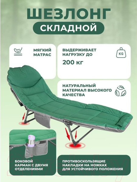 Изображение товара Складной шезлонг Forsage F-FG-HY-8008GR (зеленый)