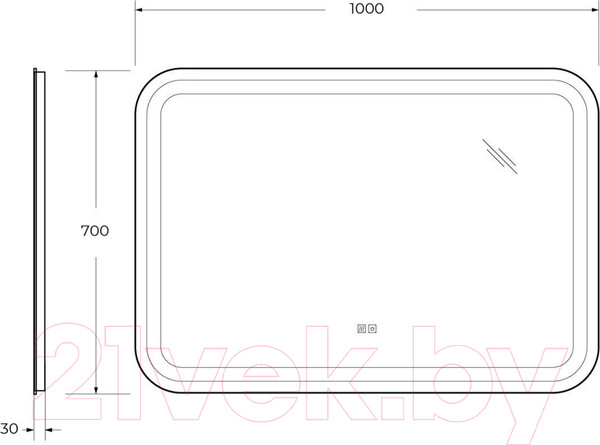Изображение товара Зеркало Cezares CZR-SPC-STYLUS-1000-700-TCH-WARM